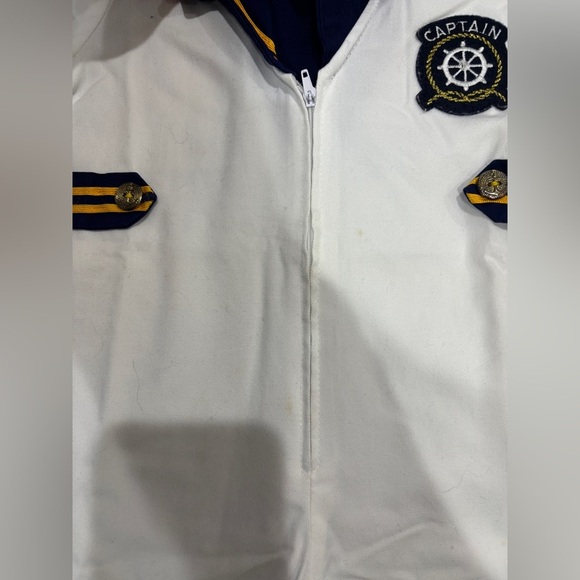 Vintage Toddler Sailor Captain Navy Blue and White Nautical Size 2 Romper - Picture 3 of 8